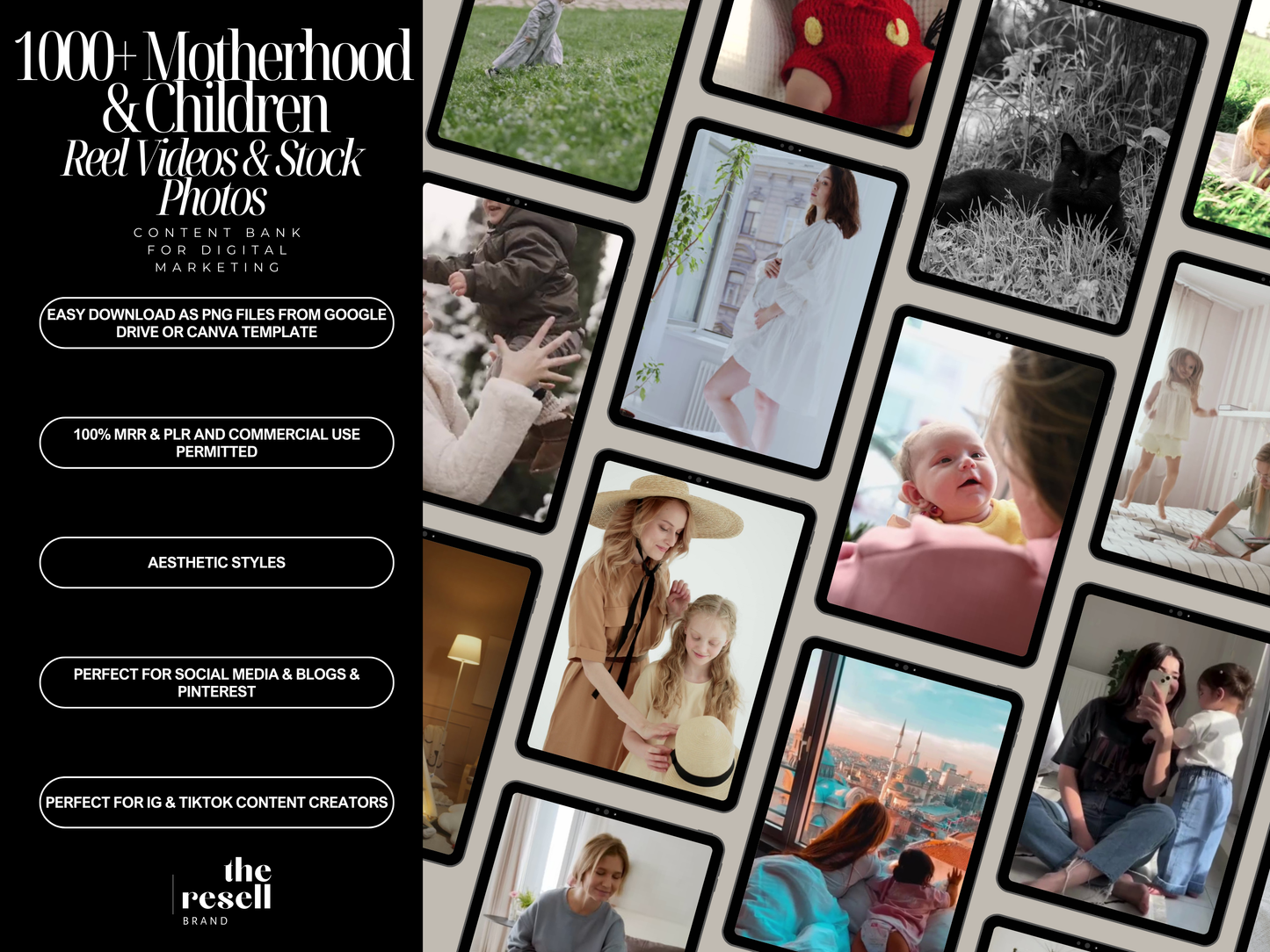 1000+ Motherhood & Children Reels Videos + Stock Photo Bundle Content Bank | Canva + Google Drive | PLR + MRR | Aesthetic Family Content | Commercial Use