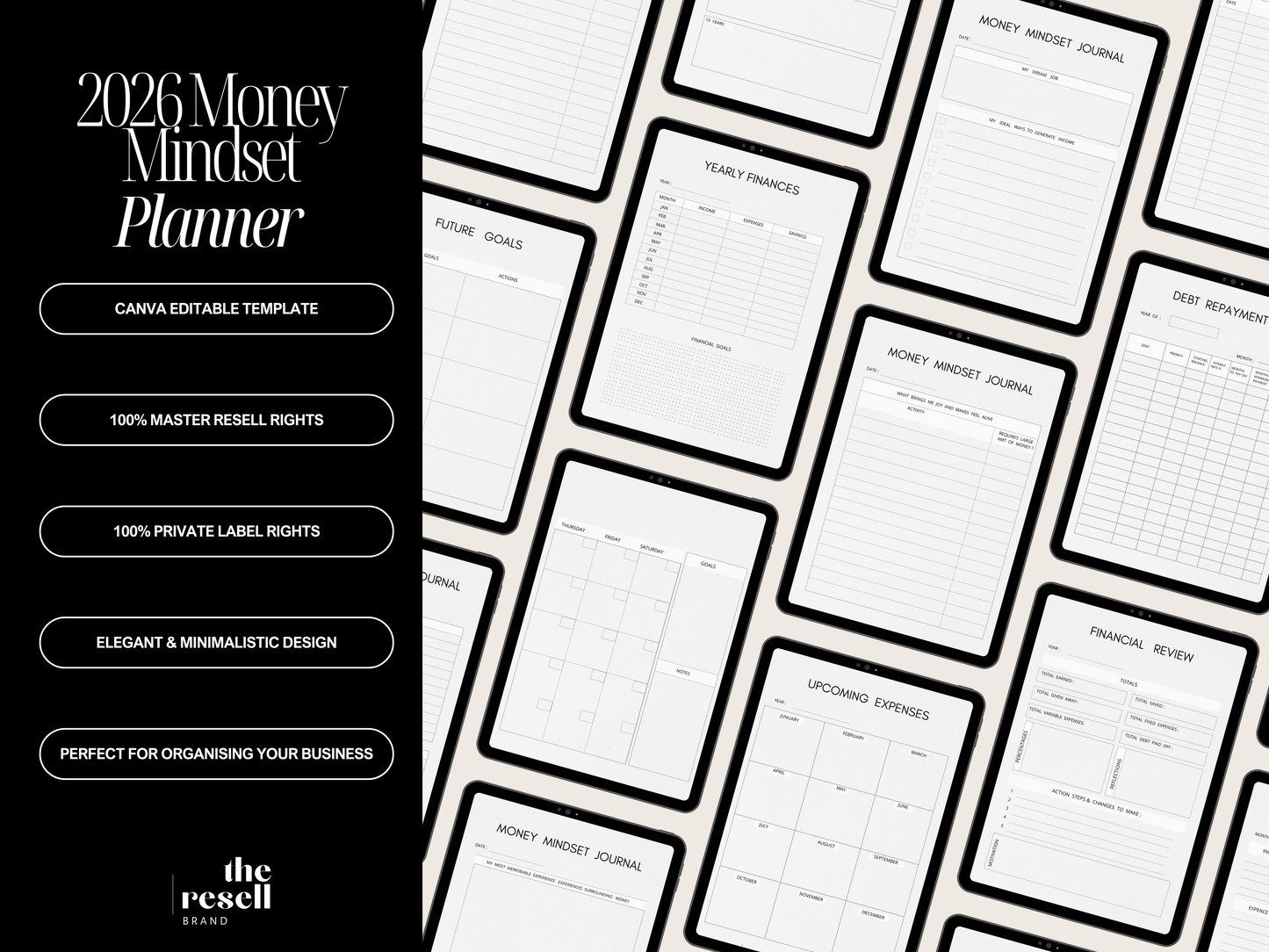 2026 Money Mindset Journal Canva Template | 52 Page Printable PDF | Digital Financial Planner | PLR MRR Resell Rights