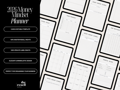 2026 Money Mindset Journal Canva Template | 52 Page Printable PDF | Digital Financial Planner | PLR MRR Resell Rights