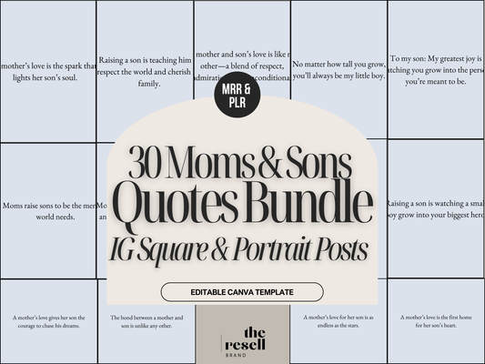30 Canva Mom & Son Quote Templates for Instagram | Carousels & Posts Square + Portrait Sizes | Editable PLR Content | MRR Included | PNG Download