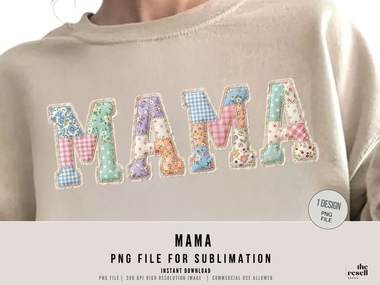 Mama Patchwork 300 DPI PNG Clipart | Coquette Floral Mama Shirt | Mother’s Day Sublimation | Vintage Quilt Aesthetic | Commercial Use