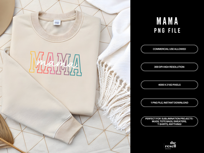 Mama PNG 300 DPI Clipart | Trendy Mom Shirt Design | Minimalist Mama Sublimation | Mother’s Day Gift PNG