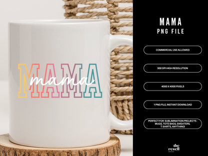 Mama PNG 300 DPI Clipart | Trendy Mom Shirt Design | Minimalist Mama Sublimation | Mother’s Day Gift PNG