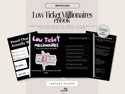Low Ticket Millionaires eBook | 35 page PDF | How to Build Wealth and Scale Profits with Low Ticket Products | Passive Income Blueprint | MRR