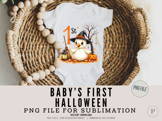 Baby’s 1st Halloween PNG | Cute Fall Sublimation Design for Onesies, Shirts, Mugs, Totes | Digital Download