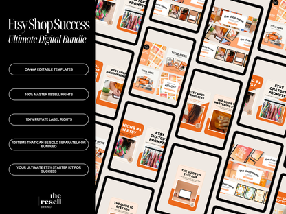 Etsy Digital Shop Starter Bundle | 10 PLR & MRR Digital Products – Banners, Mockups, eBooks, Templates | Canva Editable