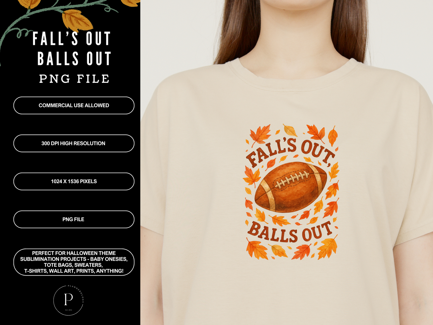 Fall’s Out Balls Out PNG | Funny Football Fall Sublimation Design | Autumn Sports Shirt Clipart | POD & Commercial Use