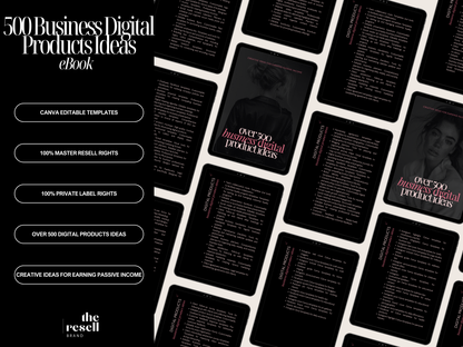 500+ Business Digital Product Ideas eBook | Editable Canva Template + PDF | ChatGPT-Ready Prompts | PLR + MRR Included