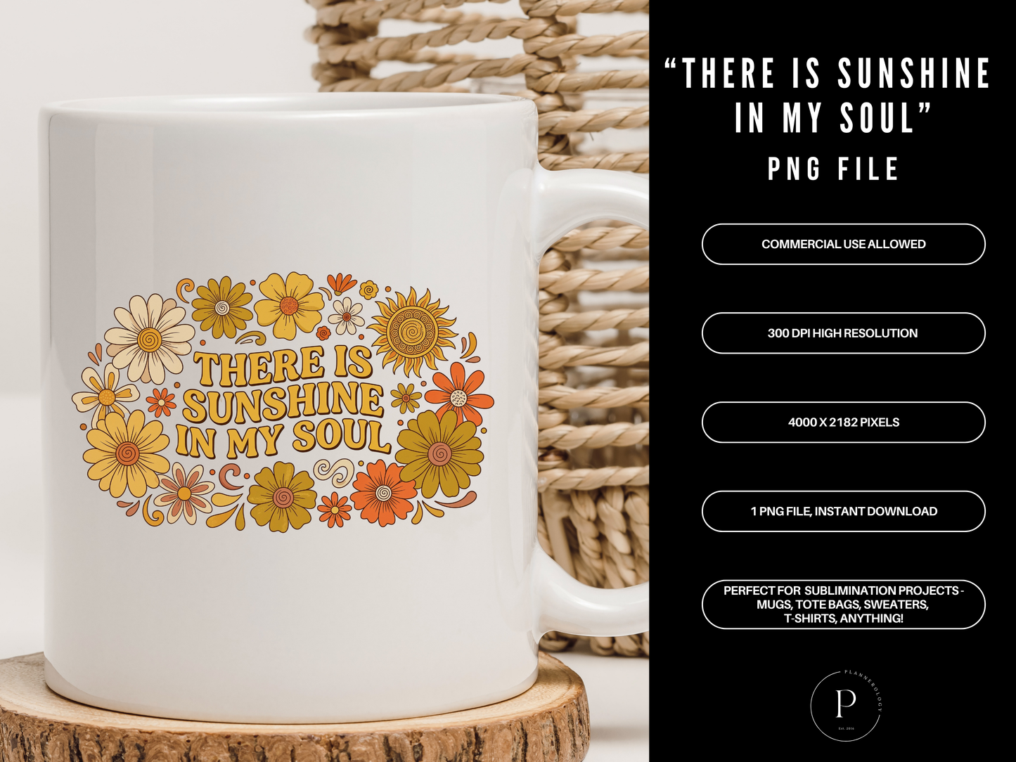 There Is Sunshine In My Soul PNG | Retro Floral Boho Quote Design | Vintage Flower Sublimation Graphic | POD Commercial Use