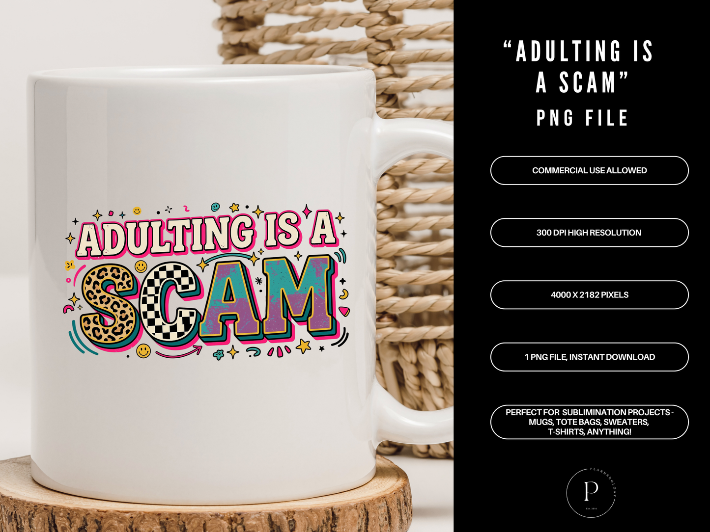 Adulting Is A Scam PNG Clipart | Funny Retro Quote Design | Y2K Aesthetic Graphic for Shirts & Sublimation Sublimation PNG | POD Commercial Use