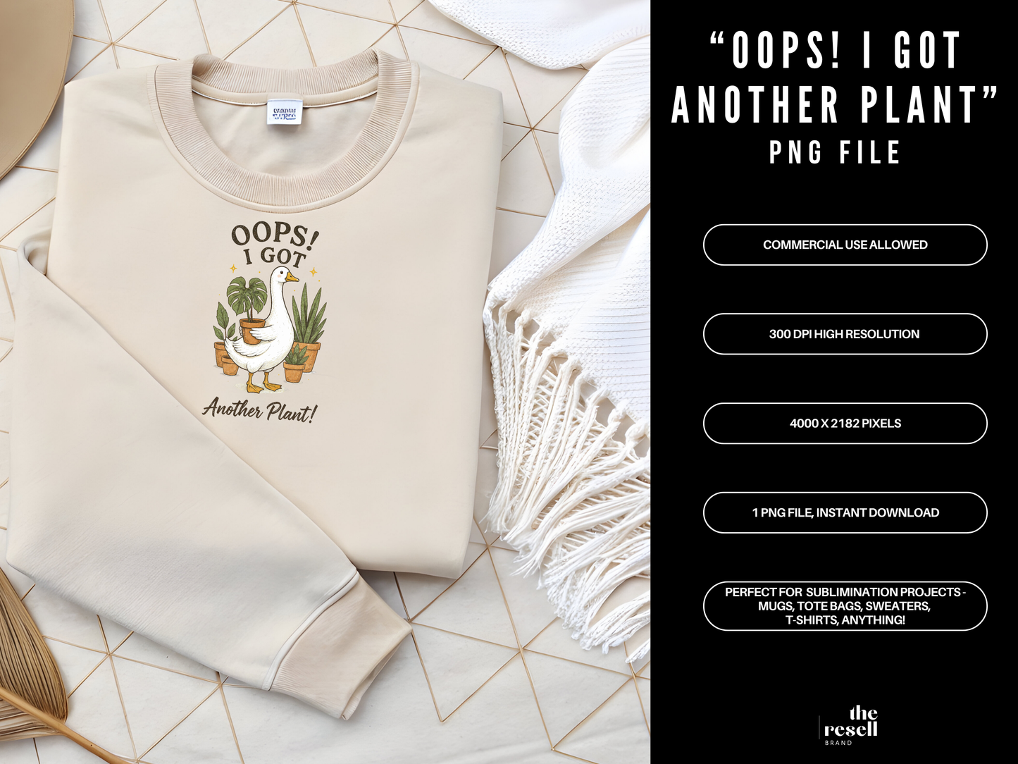 Oops I Got Another Plant PNG Clipart | Funny Plant Lover Design | Cottagecore Goose Graphic for Shirts & Tote Bags | POD Commercial Use