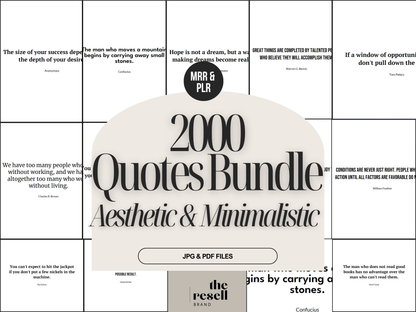 2000 Quotes Bundle | Great for Printable Wall Art, Print on Demand Products, Social Media, Quote Pages| JPG PDF | PLR Master Resell Rights