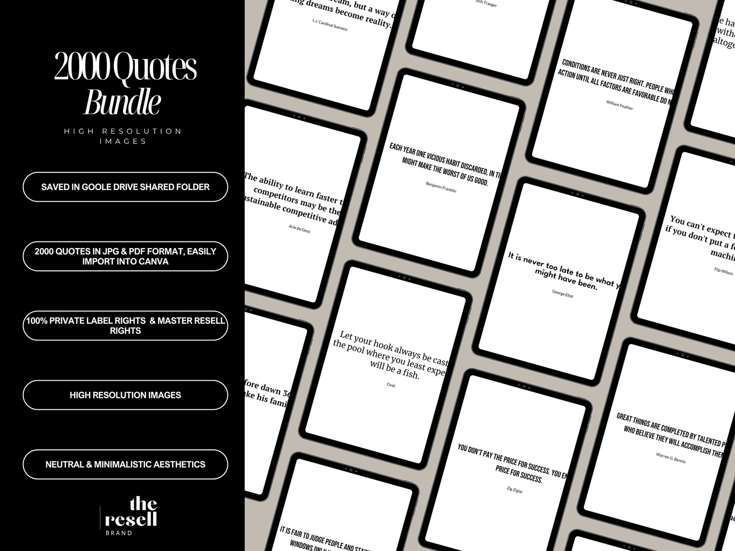 2000 Quotes Bundle | Great for Printable Wall Art, Print on Demand Products, Social Media, Quote Pages| JPG PDF | PLR Master Resell Rights