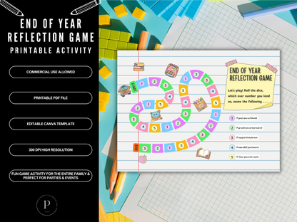 End of Year Reflection Game Kit (Editable Canva + Printable PDF) – PLR & MRR Resell Rights Included