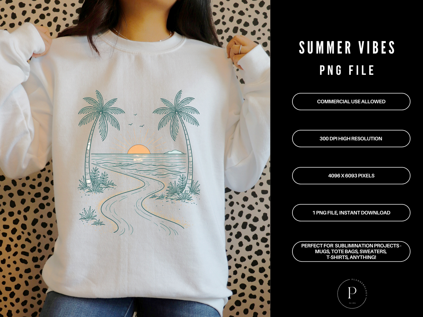 Vintage Summer Vibes PNG Clipart – Retro Beach Sunset Palm Tree Design for T-Shirts, Sublimation & Print on Demand, POD Commercial Use