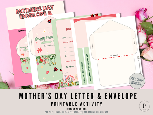 Mother’s Day Letter & Envelope Printable for Kids – Cute DIY Card Activity (Canva Editable + PDF)