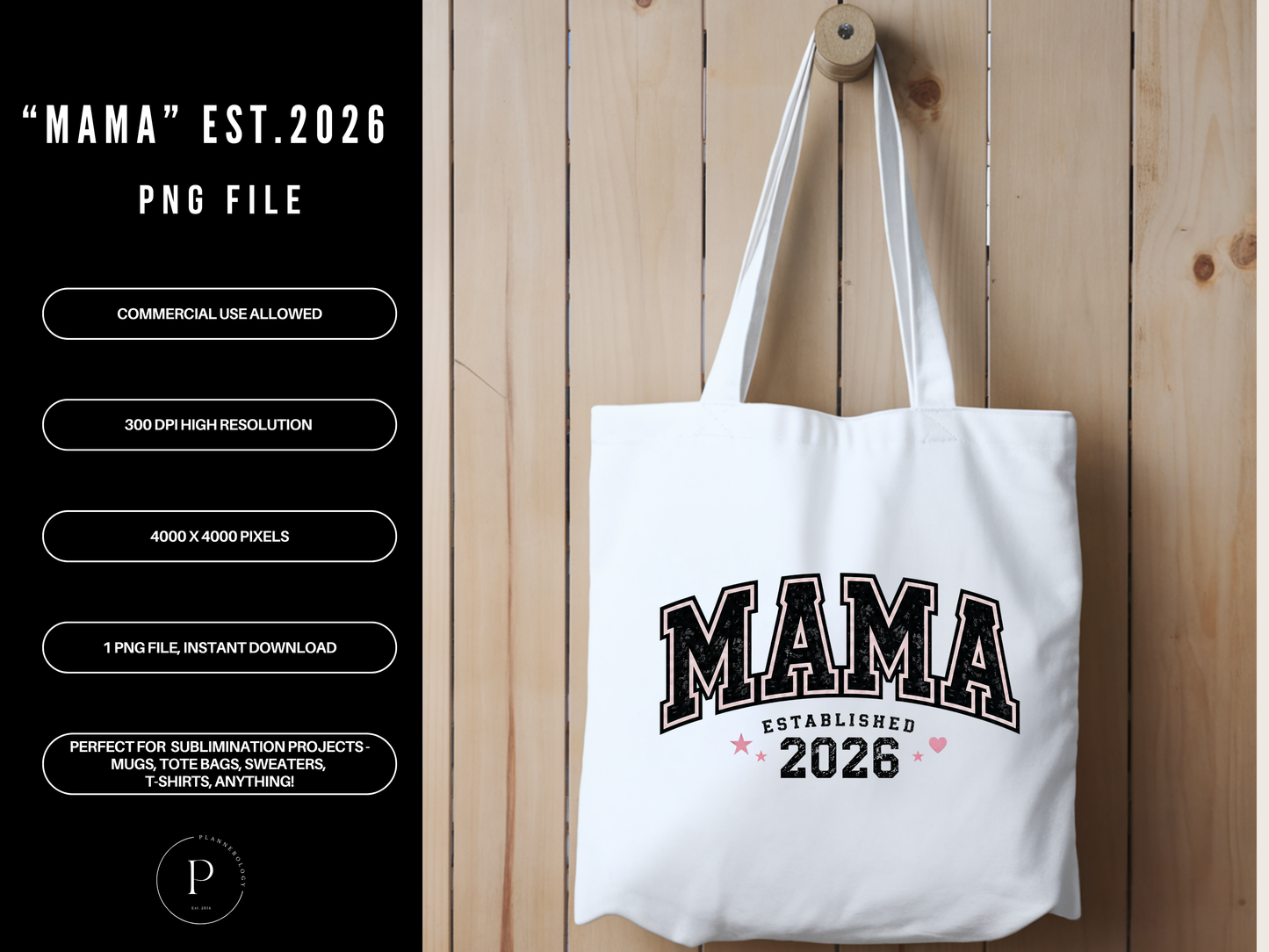 Mama Est 2026 PNG, New Mama Sublimation Design, Varsity Mama PNG, Mama Shirt Design,  Mother's Day, New Mom Gift, POD Commercial Use