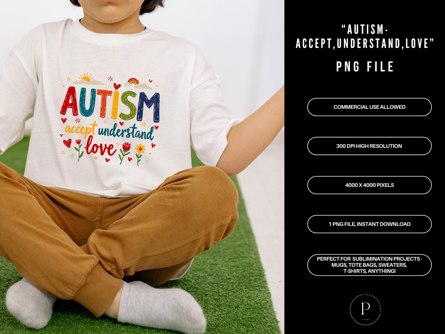 Autism Accept Understand Love PNG | Awareness Sublimation Design Download | POD Commercial Use