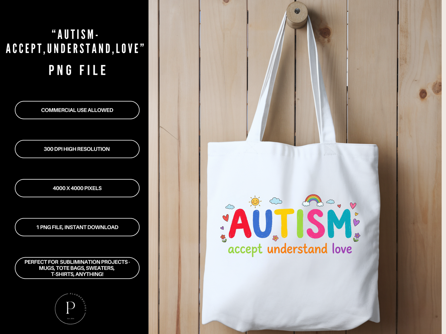 Autism Accept Understand Love PNG File | Awareness Sublimation Design Download PNG | POD Commercial Use (Copy)