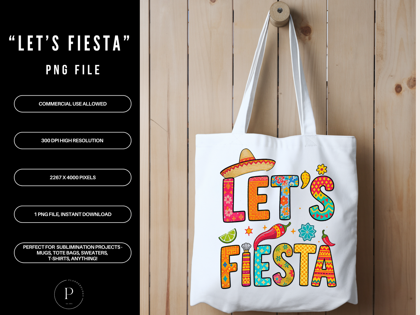 Let’s Fiesta PNG – Cinco de Mayo Shirt Design, Fiesta Party Graphic, Mexican Theme Sublimation File for T-Shirts, Tote Bags & Mugs, POD Commercial Use