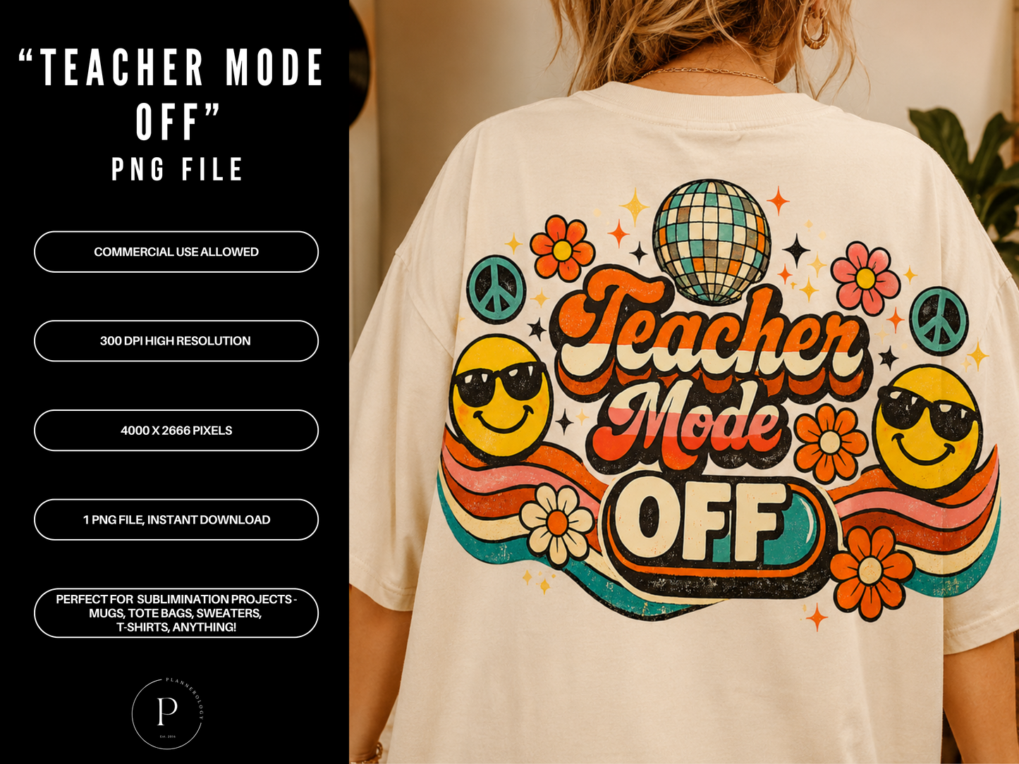 Teacher Mode Off PNG – Retro Teacher Summer Shirt Design, Last Day of School Sublimation File, Graduation Teacher Graphic, POD Commercial Use