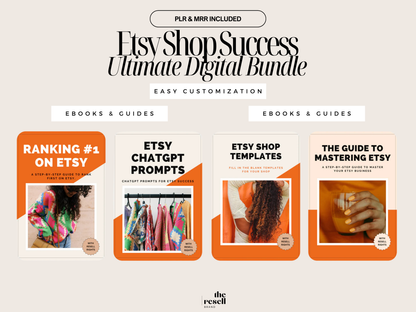 Etsy Digital Shop Starter Bundle | 10 PLR & MRR Digital Products – Banners, Mockups, eBooks, Templates | Canva Editable