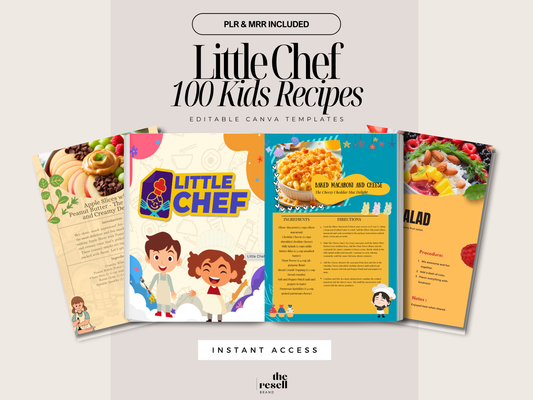 Little Chef | 100 Kids Recipes Bundle | Private Label Rights PLR | Master Resell Rights MRR | Canva Editable Templates