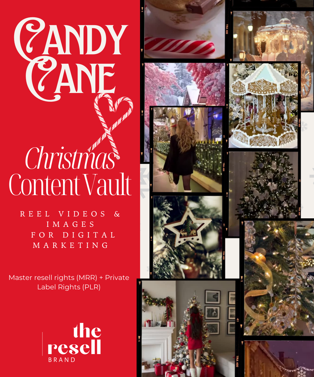 Candy Cane Christmas Reel Videos & Images Content Vault Bank | Aesthetic High Quality Faceless Videos | MRR & PLR