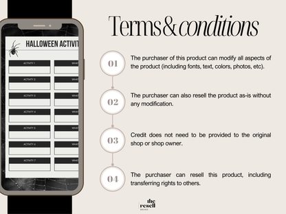 Halloween Party Planner Canva Template | 32 Page Printable PDF w/ Trackers, Checklists | PLR MRR Digital Halloween Organizer