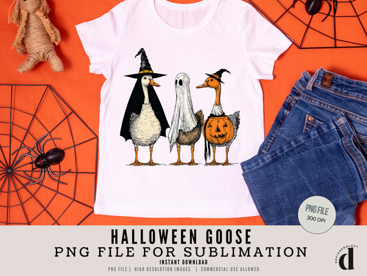 Retro Halloween Goose PNG | Vintage Goose Clipart for Sublimation | Funny Spooky Fall Shirt Design | Commercial Use