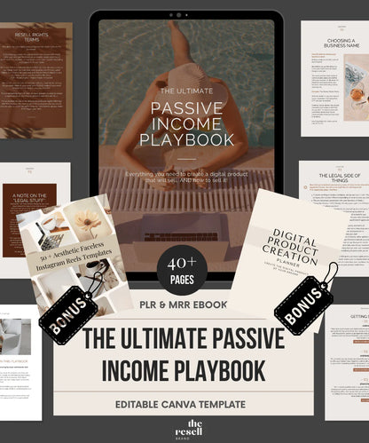 The Ultimate Passive Income Playbook + Instagram Reels Faceless Templates | Digital Marketing Guide | Master Resell Rights (MRR) | PLR