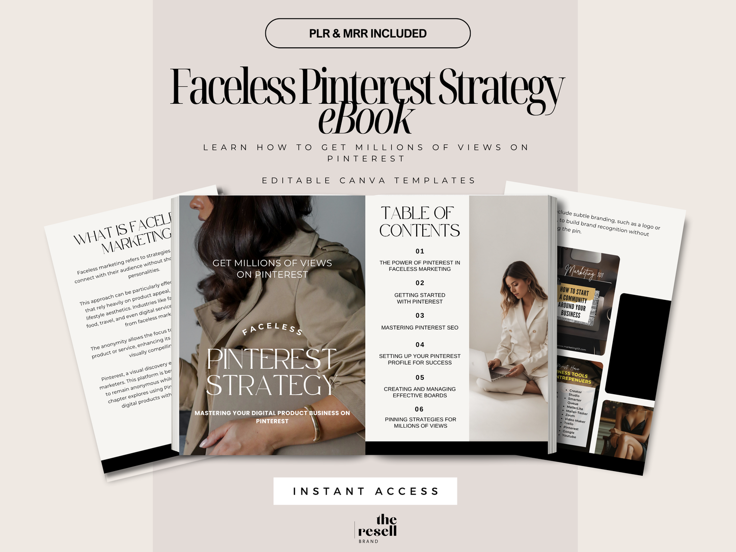 Pinterest Marketing eBook Canva Template | 54 Pages Editable | PLR + MRR | Pinterest Growth Strategy for Coaches & Sellers