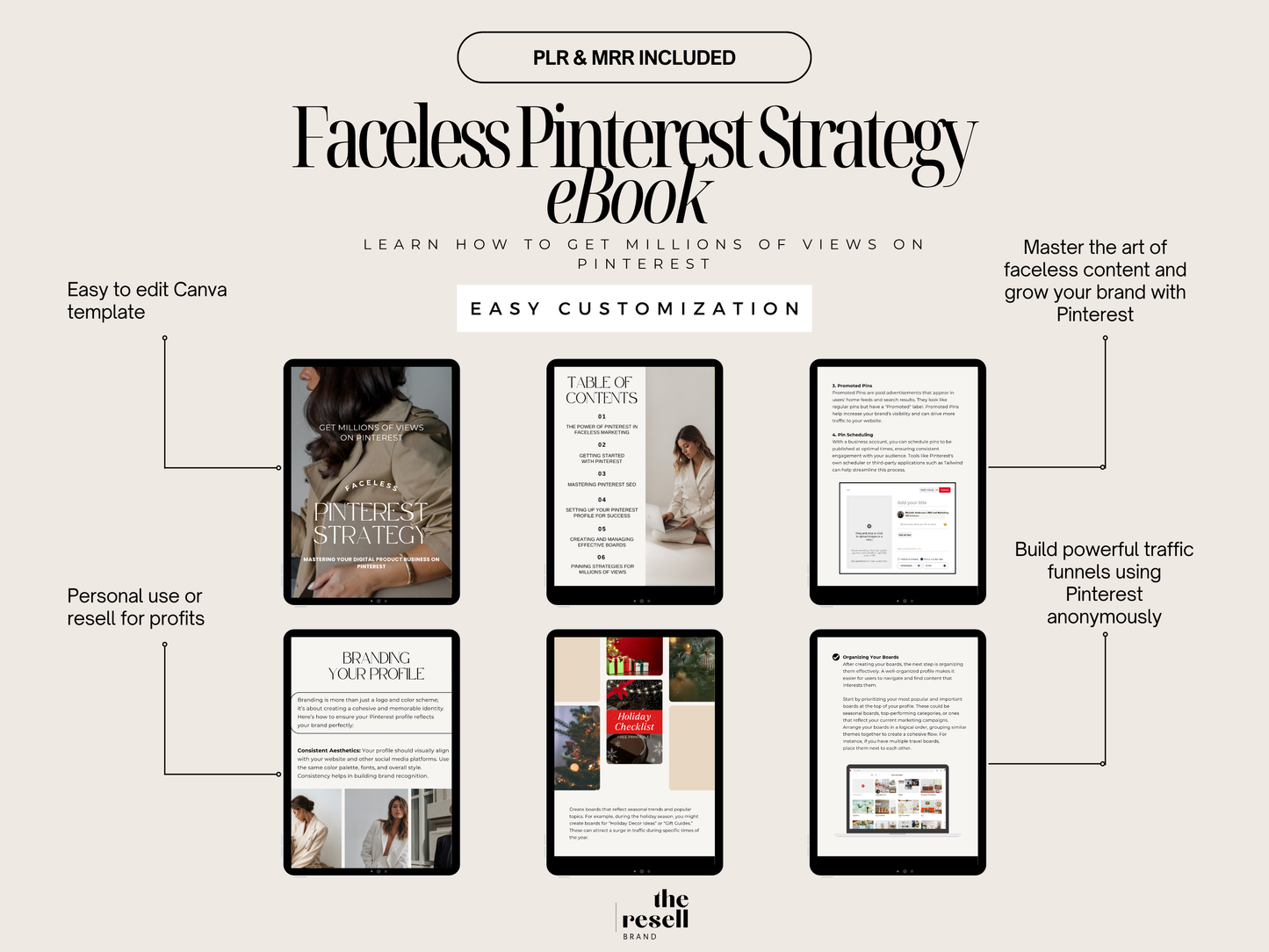 Pinterest Marketing eBook Canva Template | 54 Pages Editable | PLR + MRR | Pinterest Growth Strategy for Coaches & Sellers