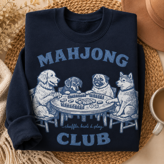Mahjong Club dog PNG sublimation design