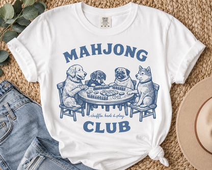 Retro mahjong dog shirt graphic