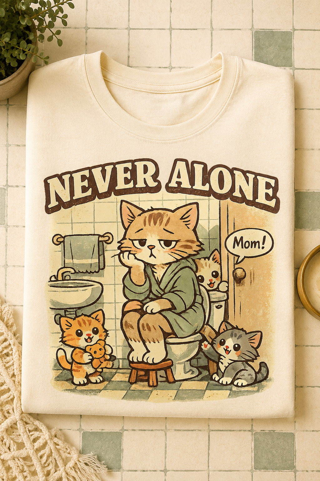 Never Alone cat mom PNG sublimation design