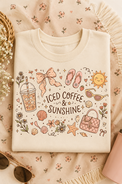 Iced Coffee and Sunshine coquette summer PNG design