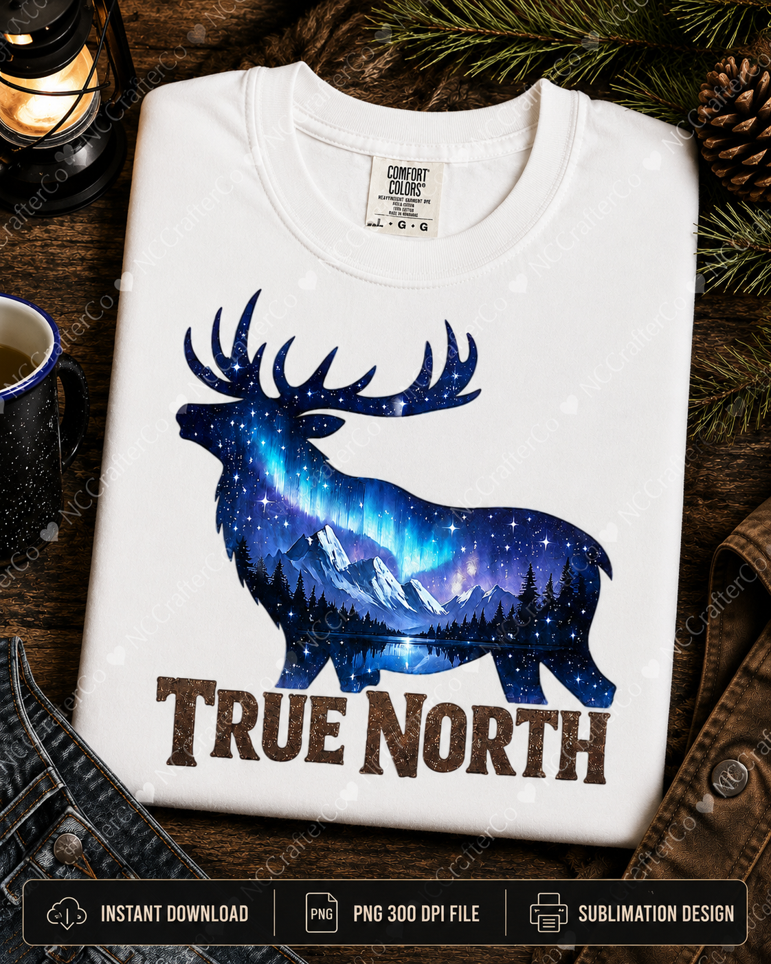 Aurora borealis moose sublimation graphic