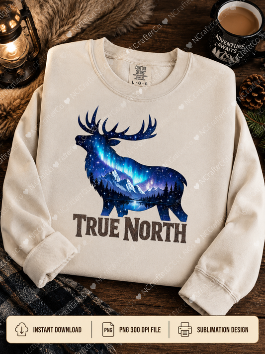 True North moose northern lights PNG design