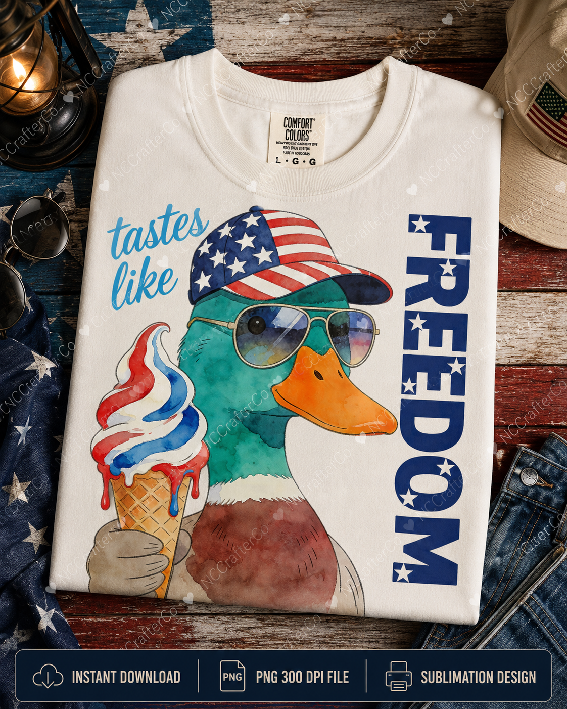 Funny duck Fourth of July sublimation graphic