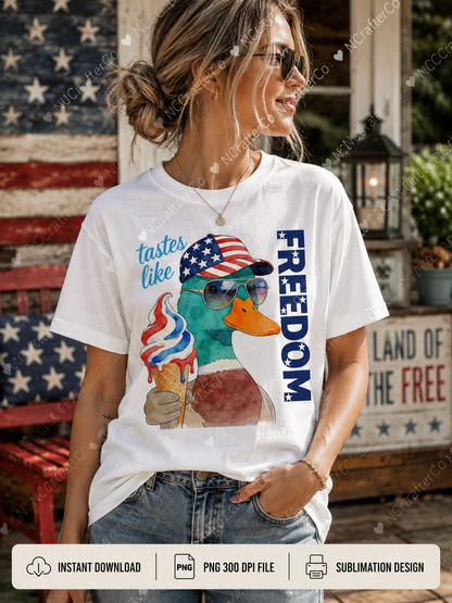 Tastes Like Freedom patriotic duck PNG design