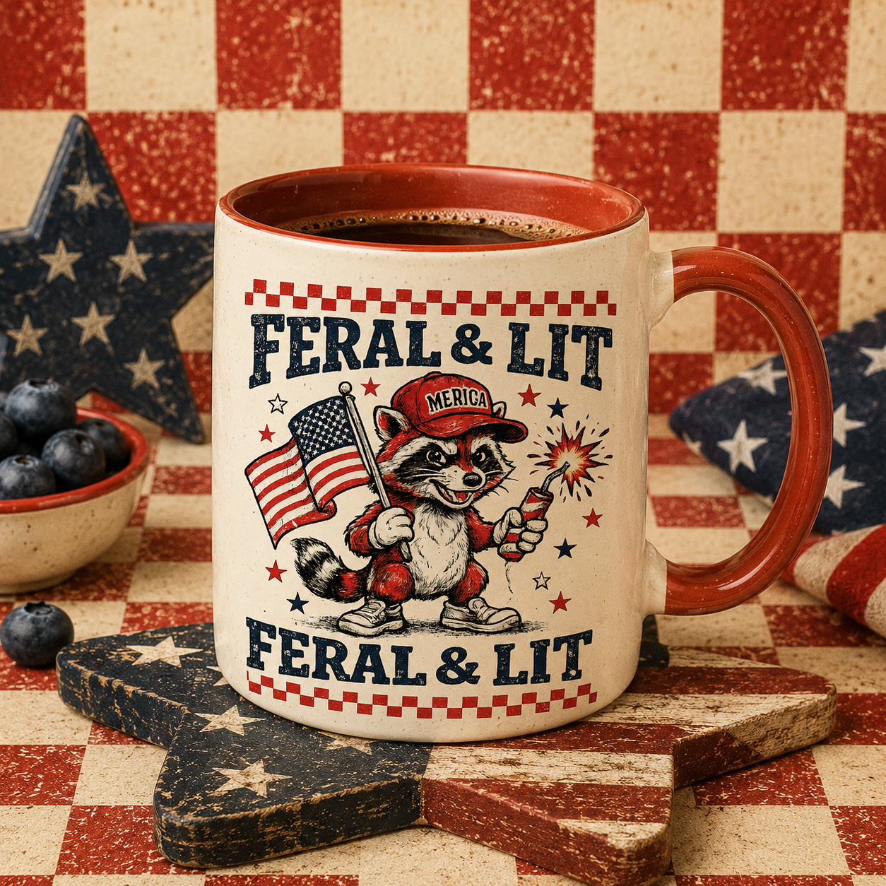 Funny Americana raccoon shirt PNG for POD