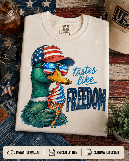 Retro July 4th duck sublimation design
