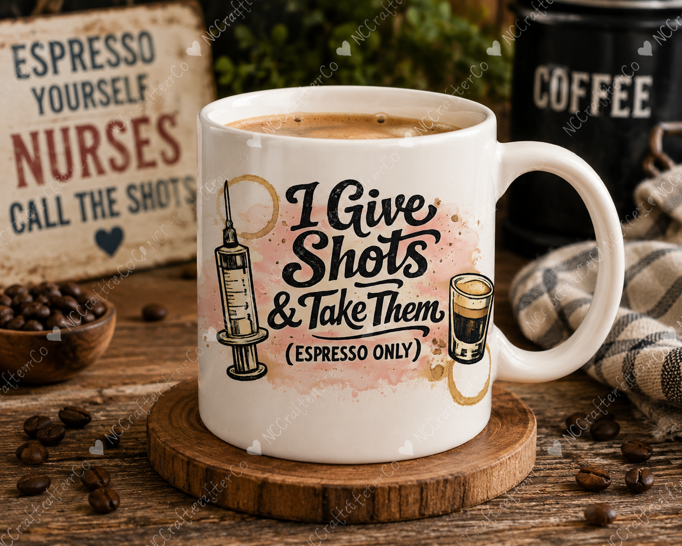 Coffee and syringe nurse PNG for mugs