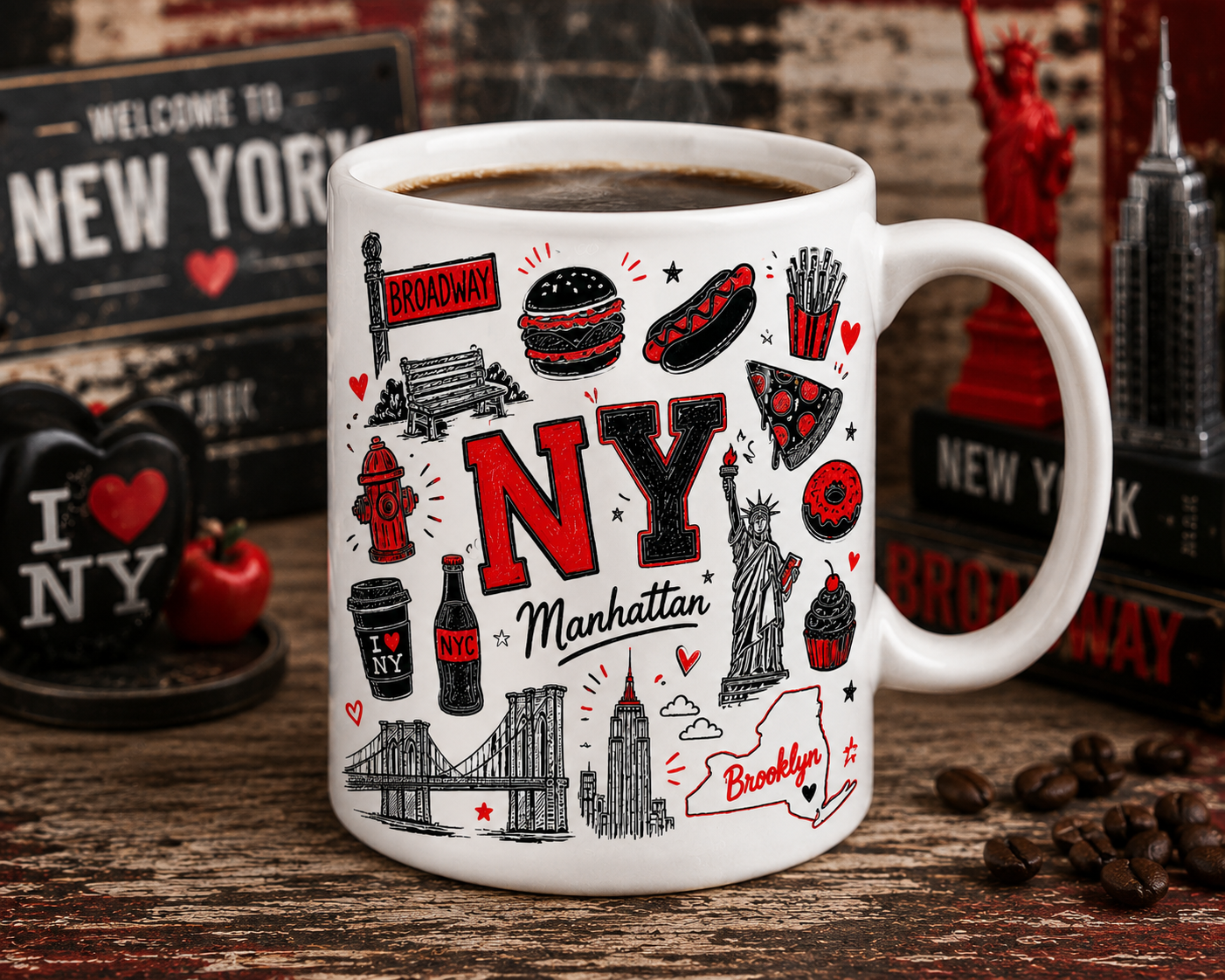 NY Manhattan PNG Digital Download | New York City Sublimation Design for POD Commercial Use