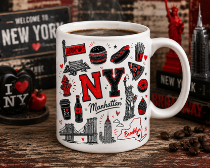 NY Manhattan PNG Digital Download | New York City Sublimation Design for POD Commercial Use