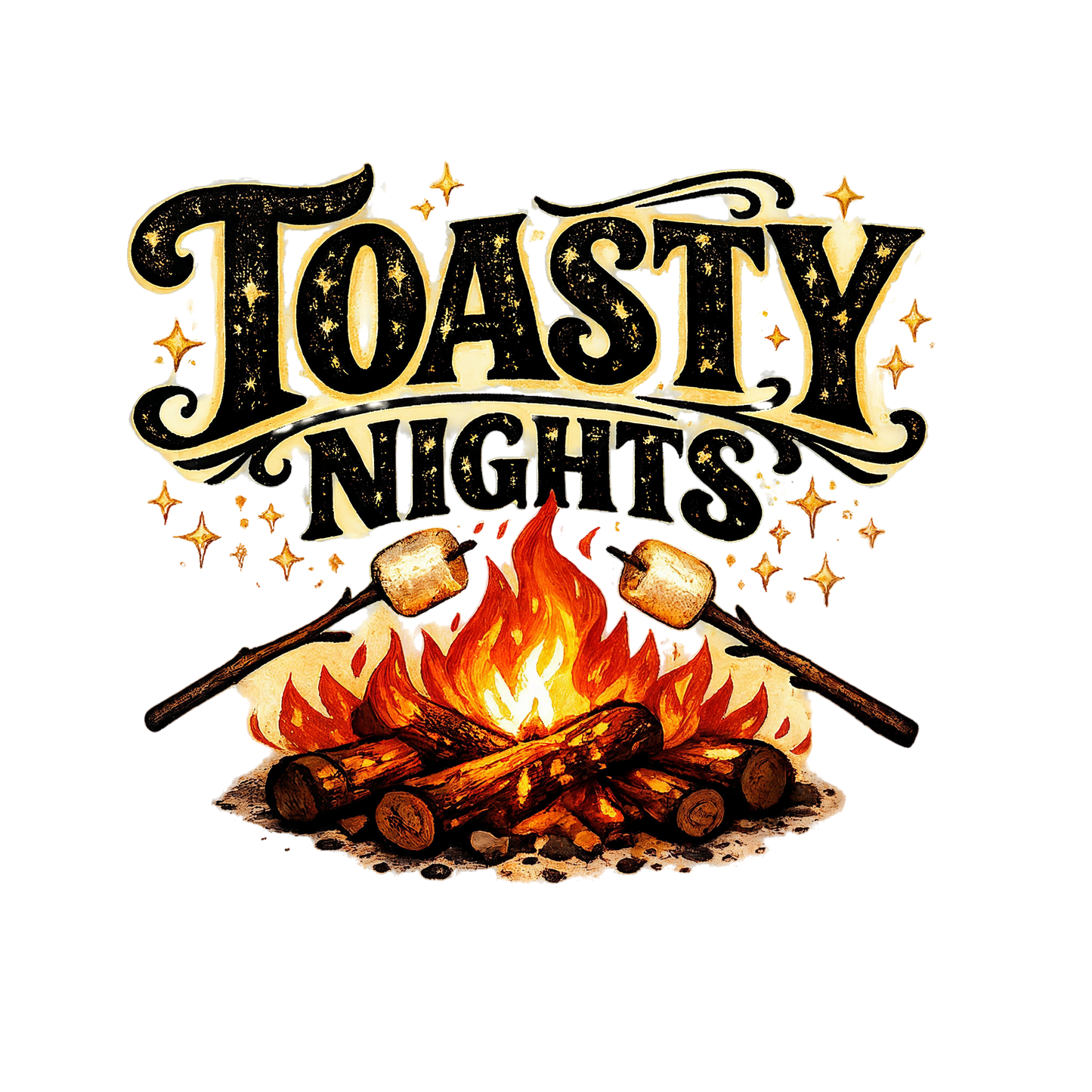 Toasty Nights PNG | Retro Campfire Sublimation Design for Camping Shirts and POD
