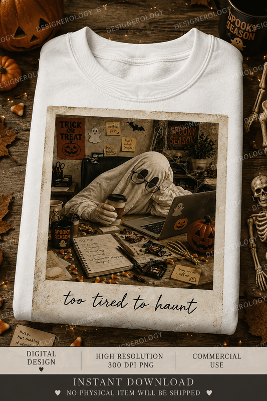 Funny sarcastic Halloween ghost PNG sublimation design featuring a spooky meme quote for t-shirts, mugs, tote bags and Halloween apparel.
