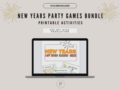 New Years Eve Party Games Bundle Canva PDF Printable | 4 Fun NYE Games Kids & Adults | Trivia, Icebreakers, Activities | Instant Download