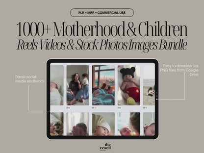 1000+ Motherhood & Children Reels Videos + Stock Photo Bundle Content Bank | Canva + Google Drive | PLR + MRR | Aesthetic Family Content | Commercial Use